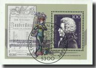 Germany : Sheetlet Mozart, with special cancellation of 1st day of issue