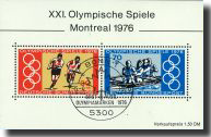 Germany : Sheetlet Olympic Games Montreal 1976, with special cancellation of 1st day of issue