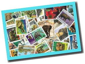 50 different ELEFANTS on stamps