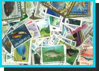 50 different FISHES on stamps