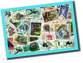 50 different MONKEYS on stamps
